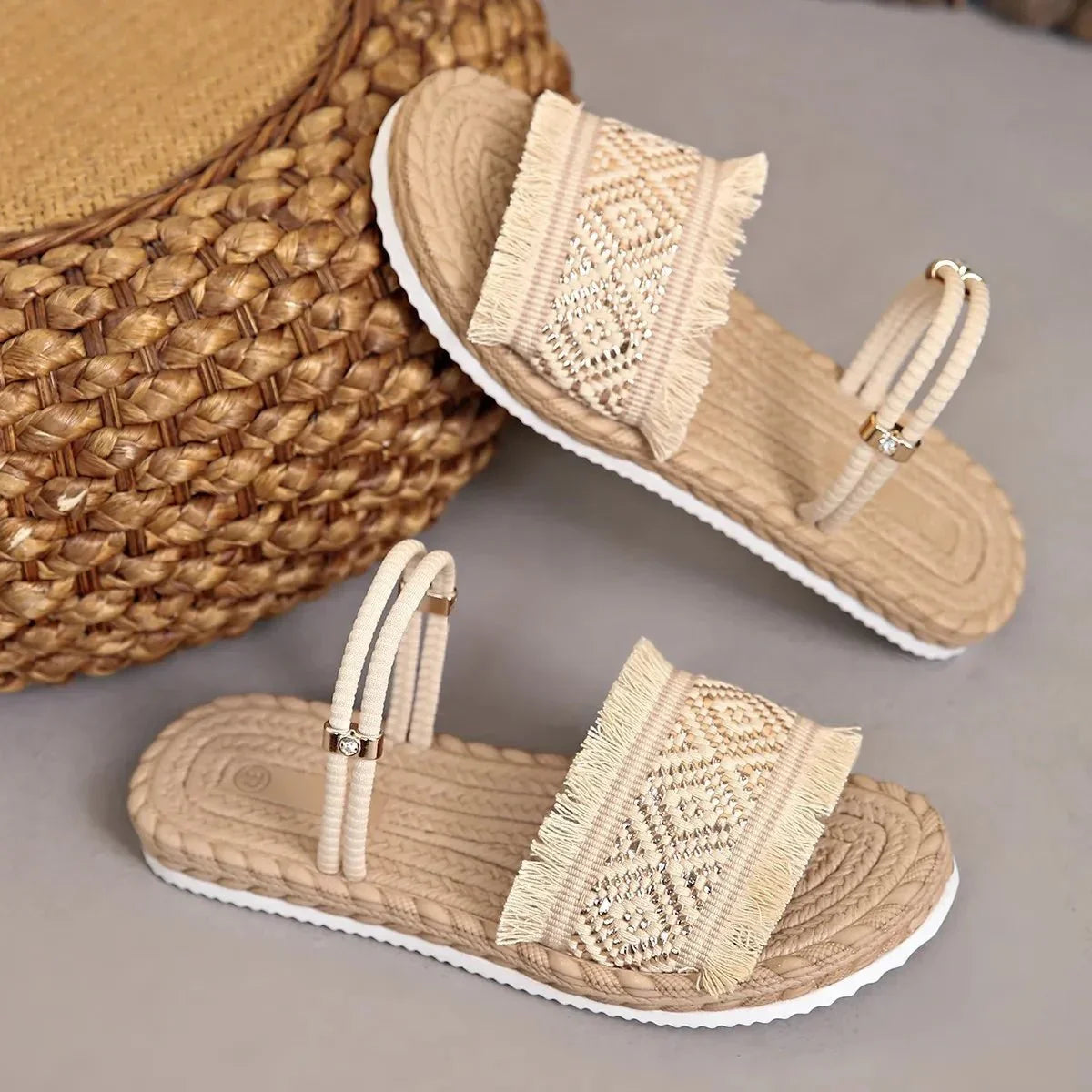 Fringe Open Toe Sandals - minbolu -
