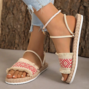 Fringe Open Toe Sandals - minbolu -