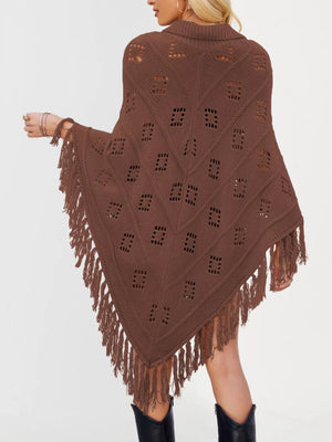 Fringe Openwork Knit Cover Up - minbolu -