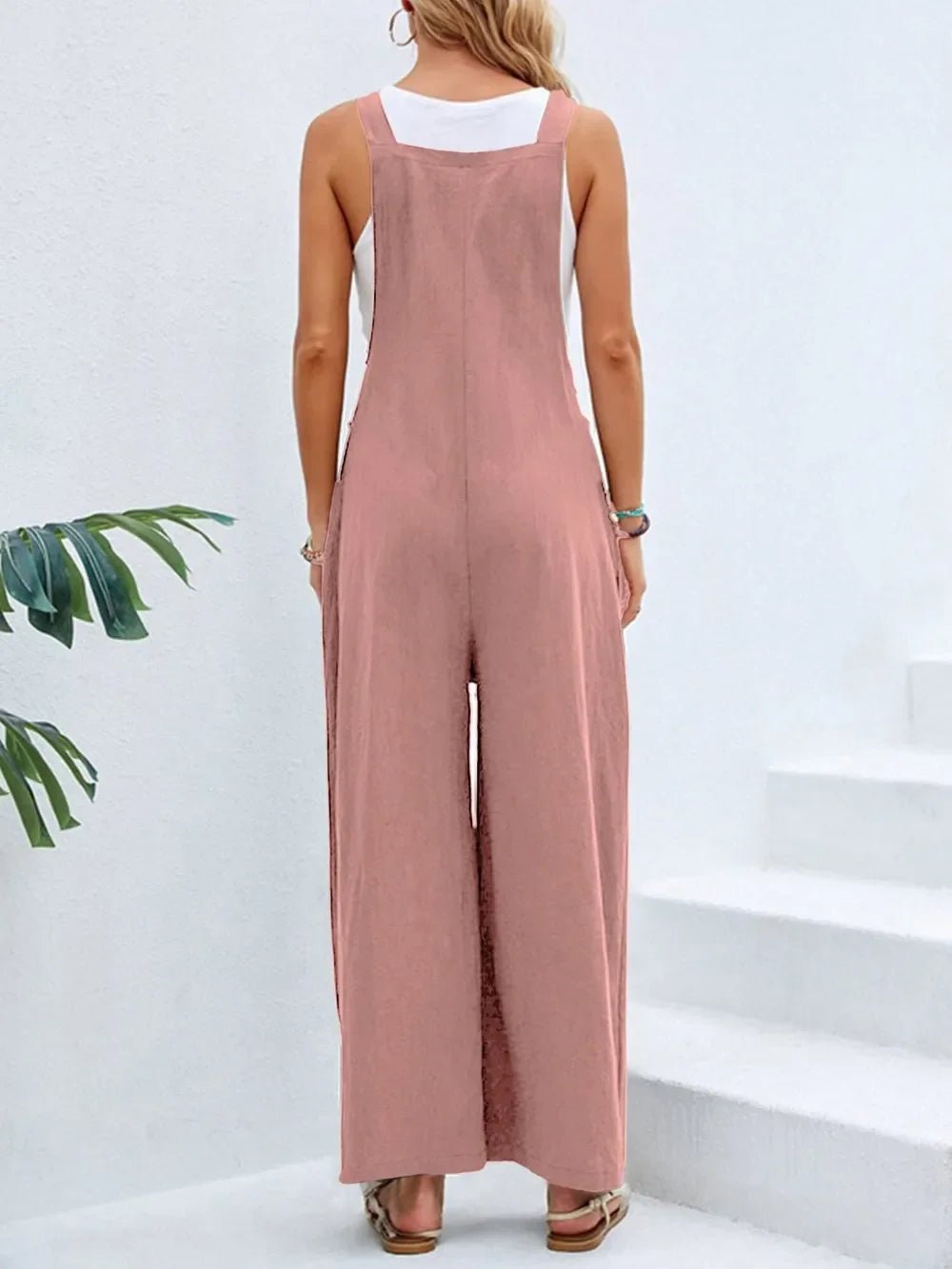 Full Size Square Neck Wide Strap Overalls - minbolu