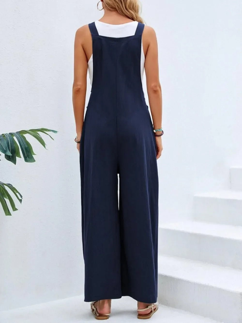 Full Size Square Neck Wide Strap Overalls - minbolu