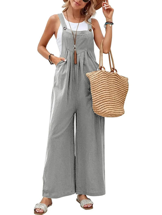 Full Size Square Neck Wide Strap Overalls - minbolu