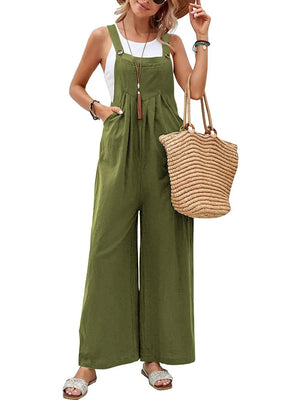 Full Size Square Neck Wide Strap Overalls - minbolu -