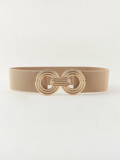 Geometric Buckle Wide Belt - Trendy Elastic Accessory - minbolu