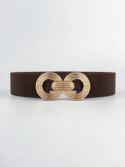 Geometric Buckle Wide Belt - Trendy Elastic Accessory - minbolu