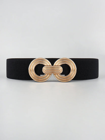 Geometric Buckle Wide Belt - Trendy Elastic Accessory - minbolu