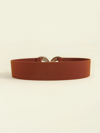 Geometric Buckle Wide Belt - Trendy Elastic Accessory - minbolu