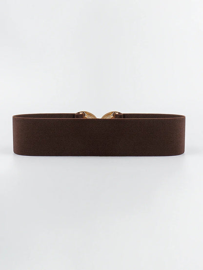 Geometric Buckle Wide Belt - Trendy Elastic Accessory - minbolu