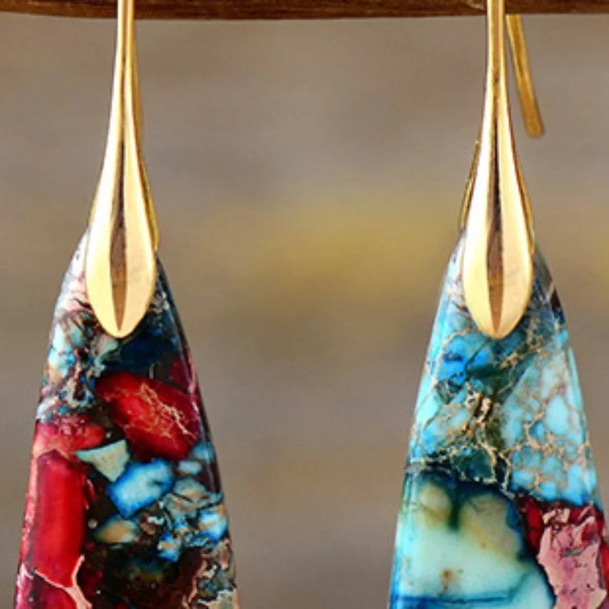 Geometric Stone Dangle Earrings - Trendy Jewelry - minbolu -