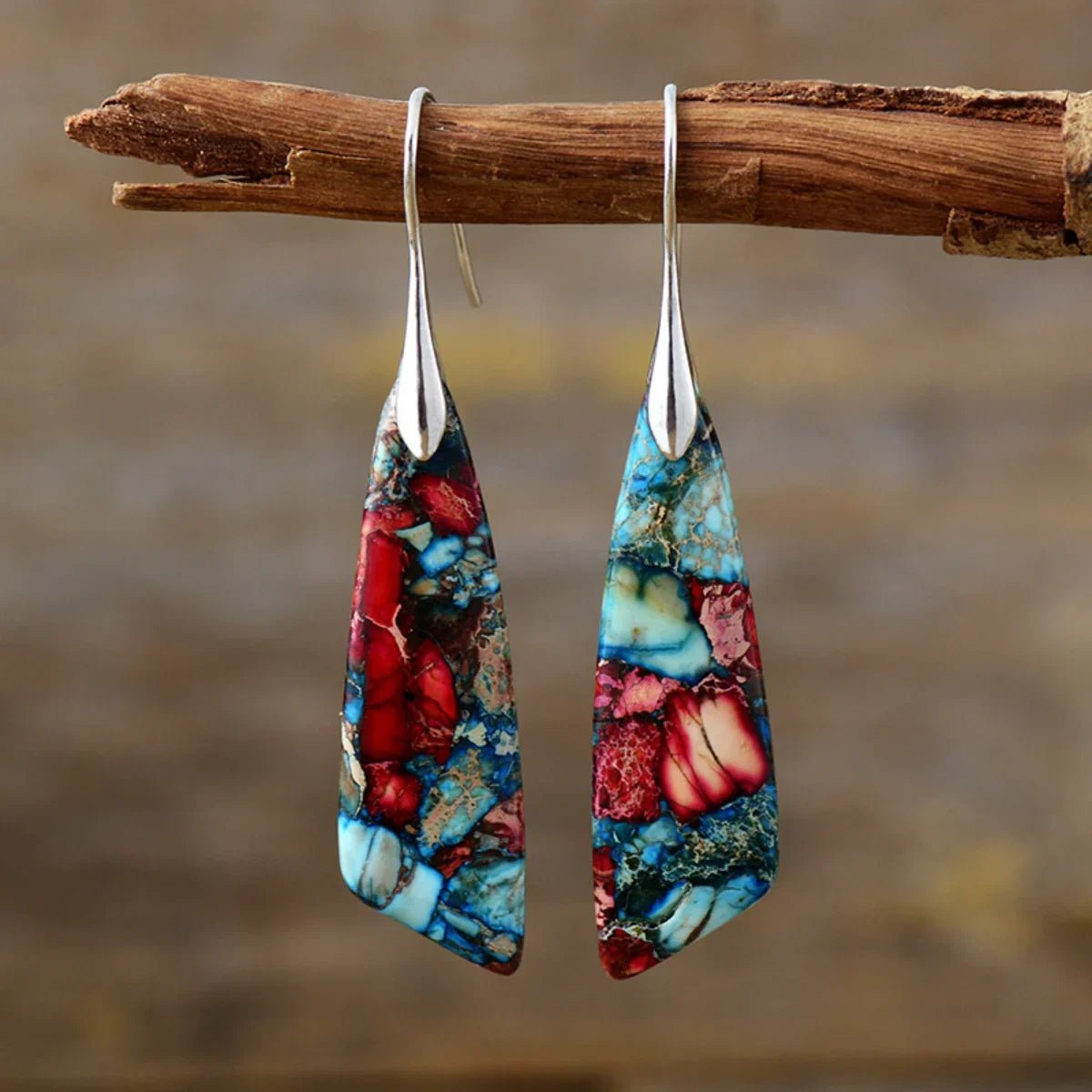Geometric Stone Dangle Earrings - Trendy Jewelry - minbolu -