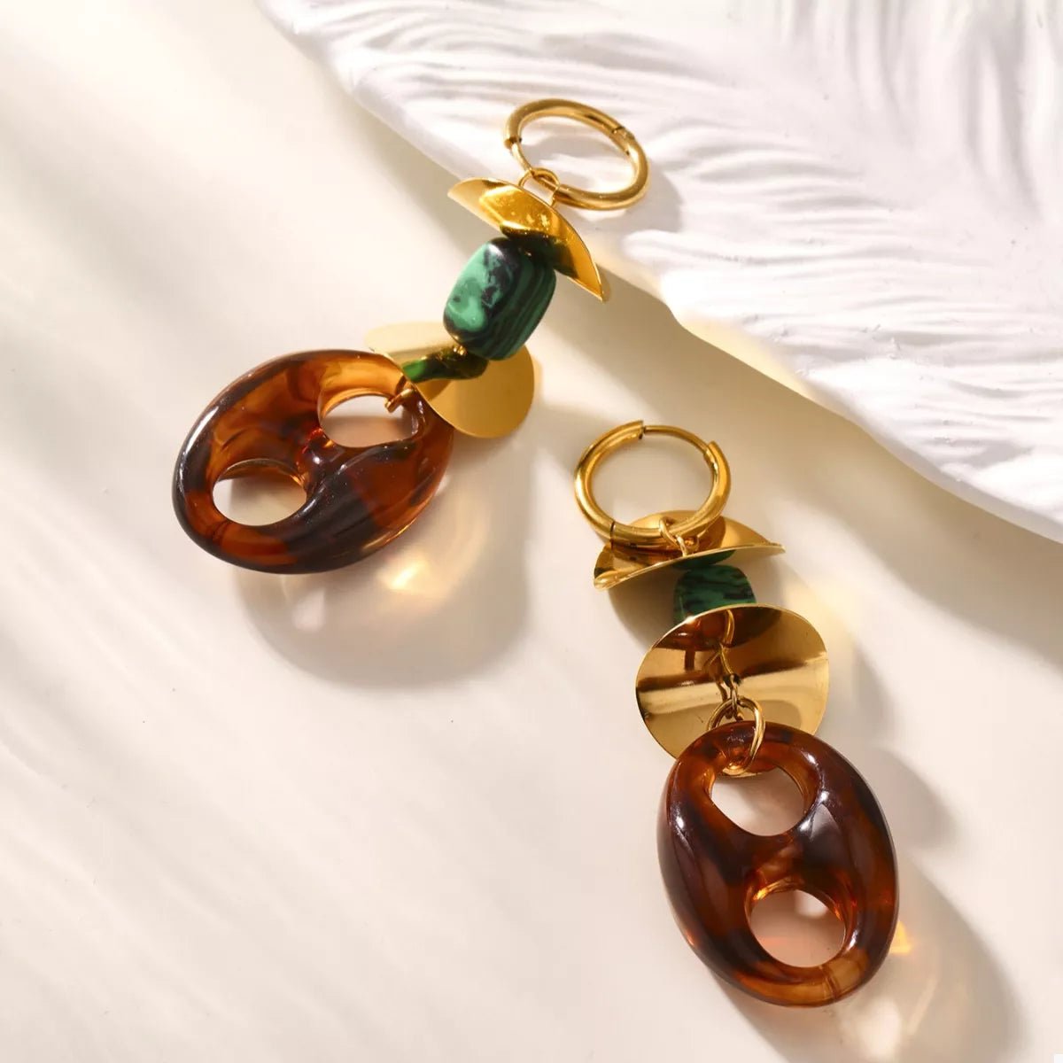 Turquoise Resin Geometric Drop Earrings - minbolu -