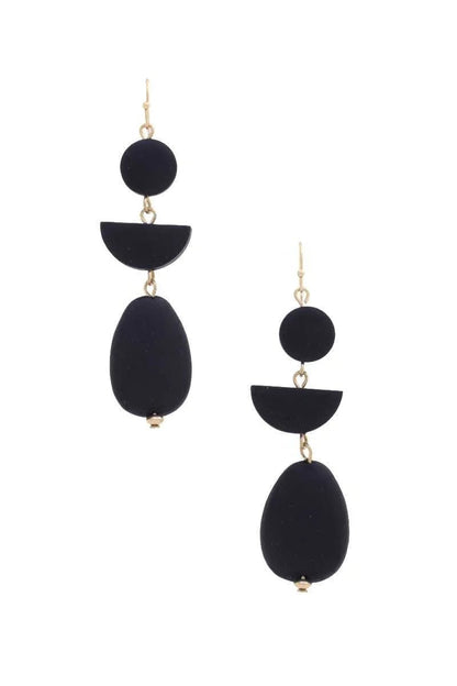 Geometric Wood Bead Dangle Earring - minbolu -