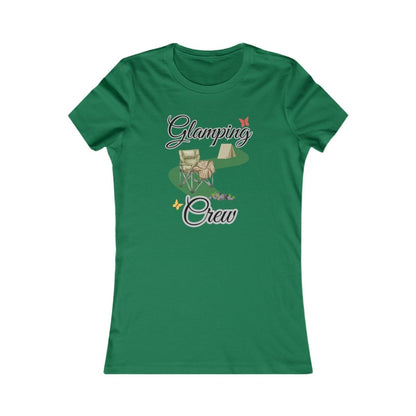 Green t-shirt with 'Glamping Crew' design on a white background