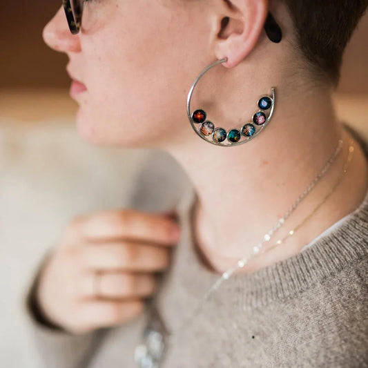 Nebula Rainbow Pride Hoop Earrings - minbolu -