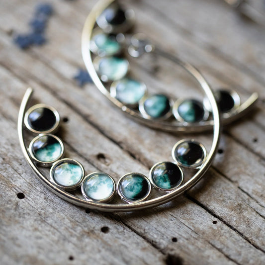 Moon Phase Hoop Earrings - minbolu -