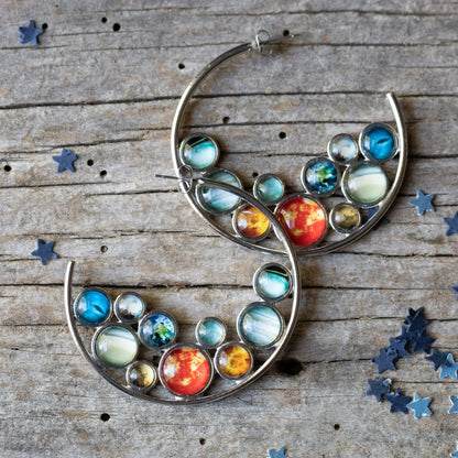 Solar System Hoop Earrings - minbolu -
