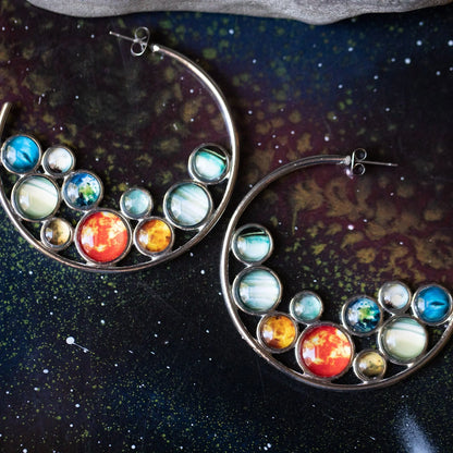 Solar System Hoop Earrings - minbolu -