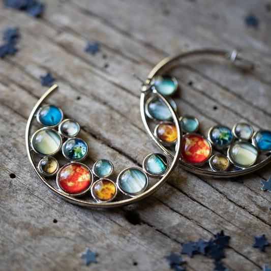 Solar System Hoop Earrings - minbolu -
