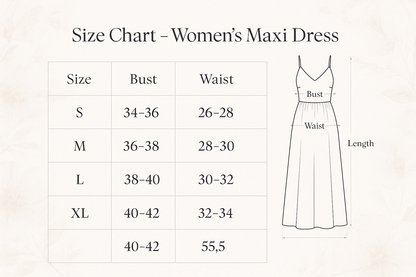Size Chart - Women's Maxi Dress Sizing Guide