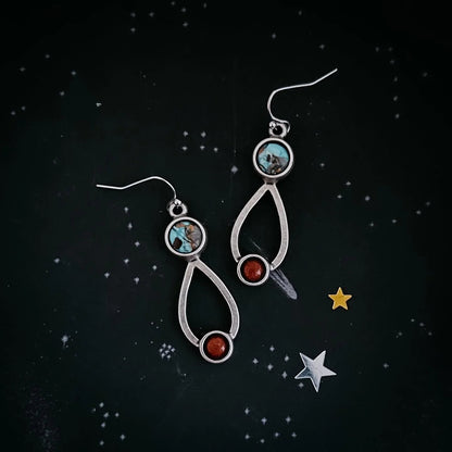 Journey to Mars Earrings - Copper Chrysocolla Earth and Red Jasper Mars - minbolu