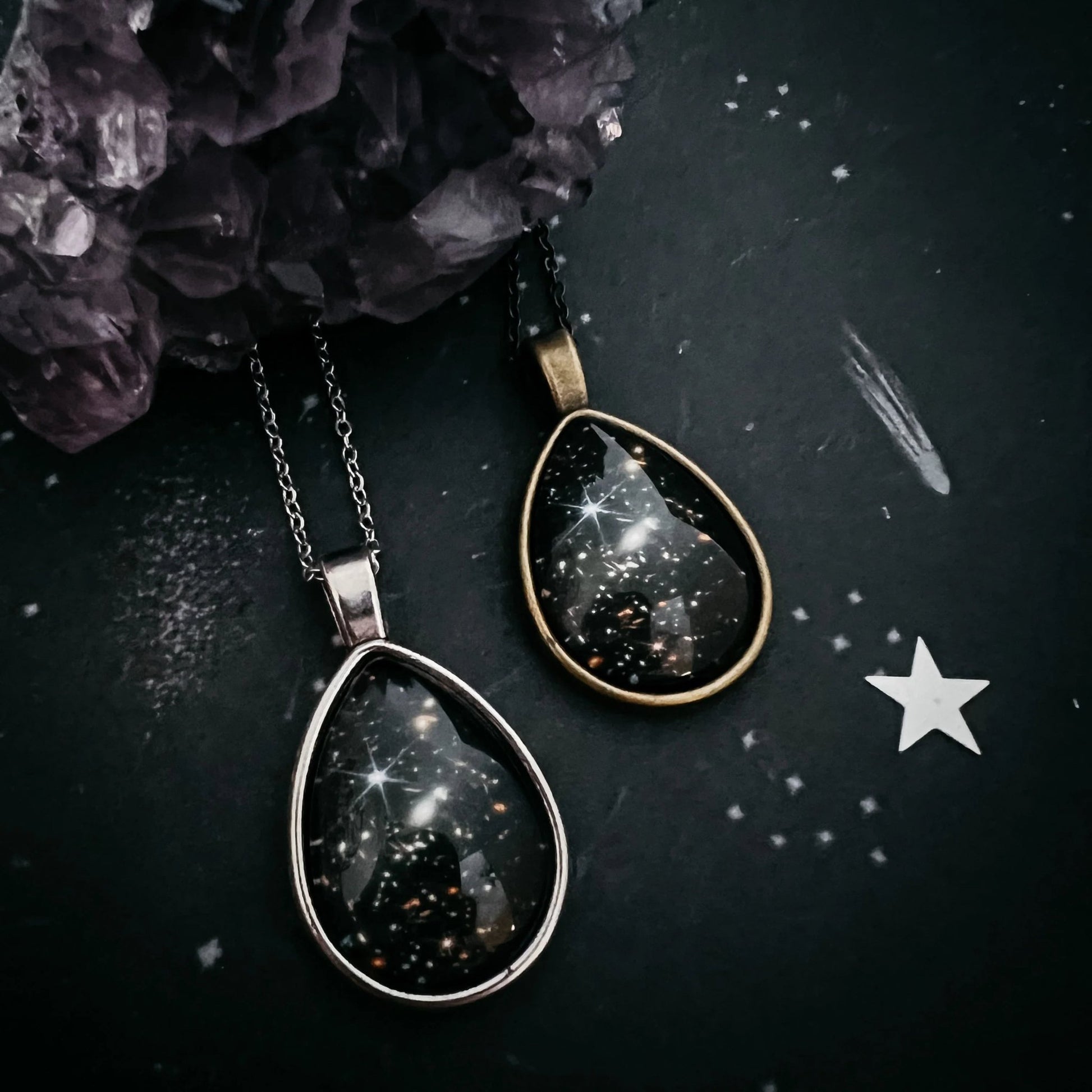 JWST Deep Field Drops in Cosmic Ocean Teardrop Necklace - minbolu