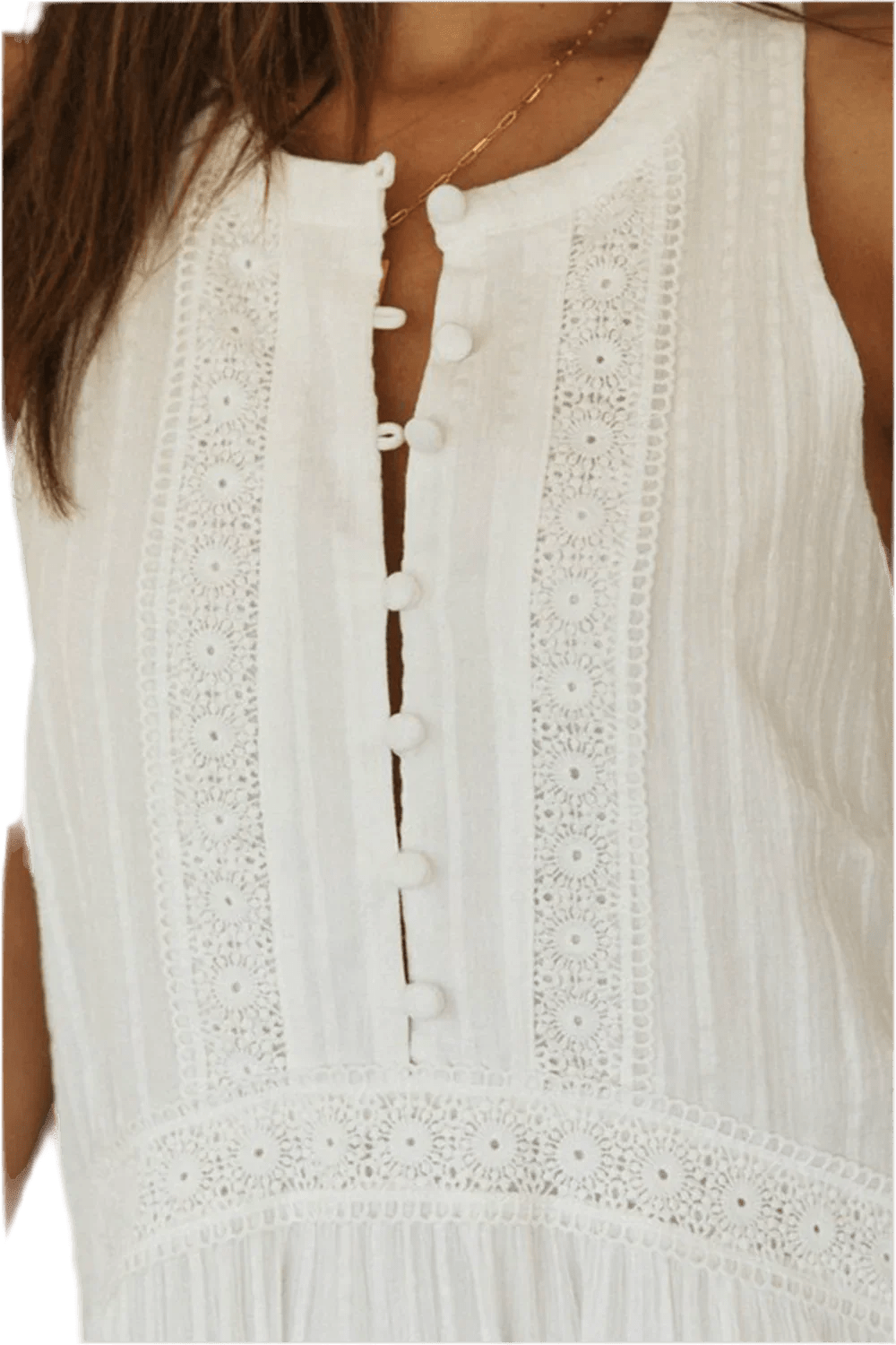 Lace Detail Sleeveless Mini Dress - minbolu -