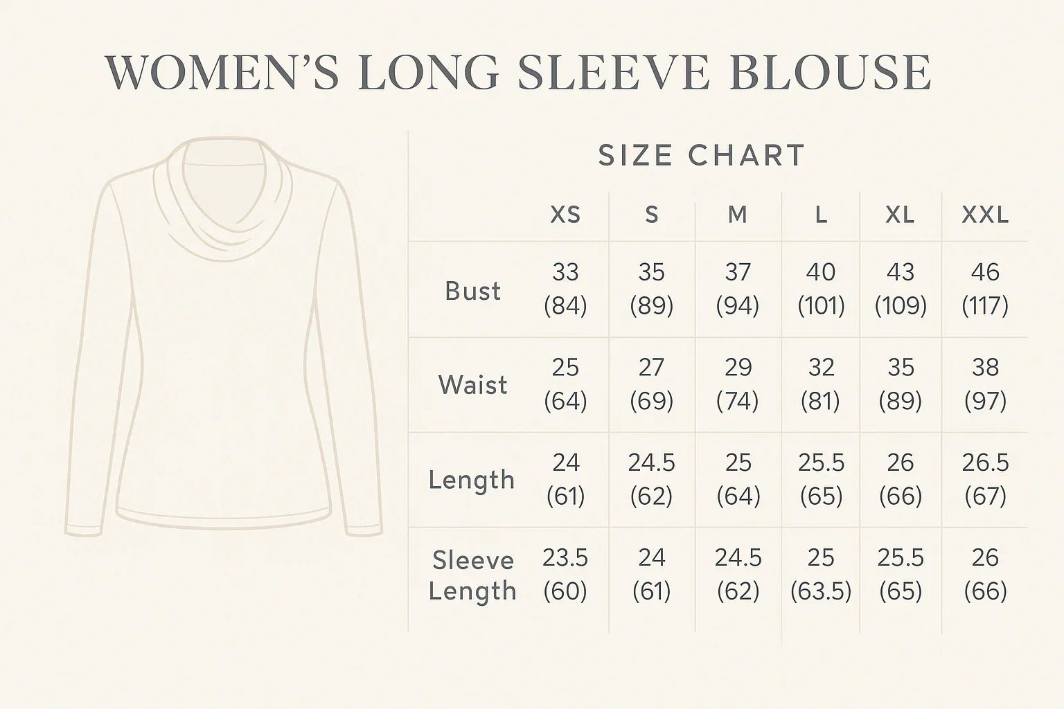 Long Sleeve Blouse - Side Slit High - Low Cowl Neck Style - minbolu