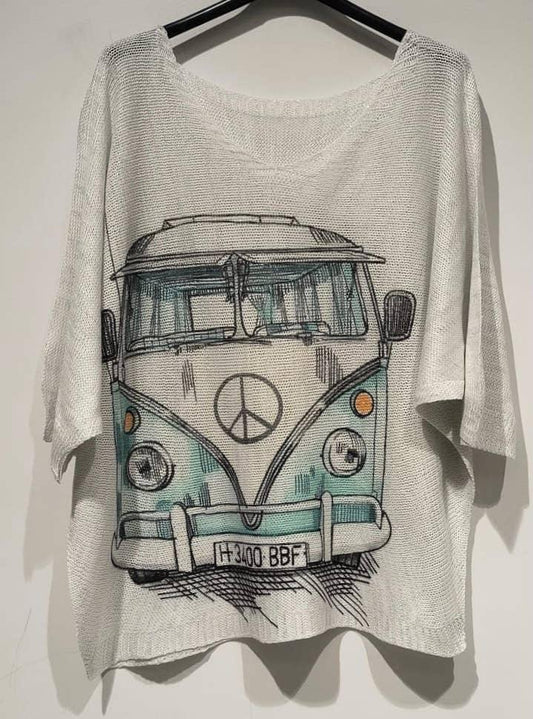 LOOWIE White Van Knit Sweater – Made in Italy - minbolu