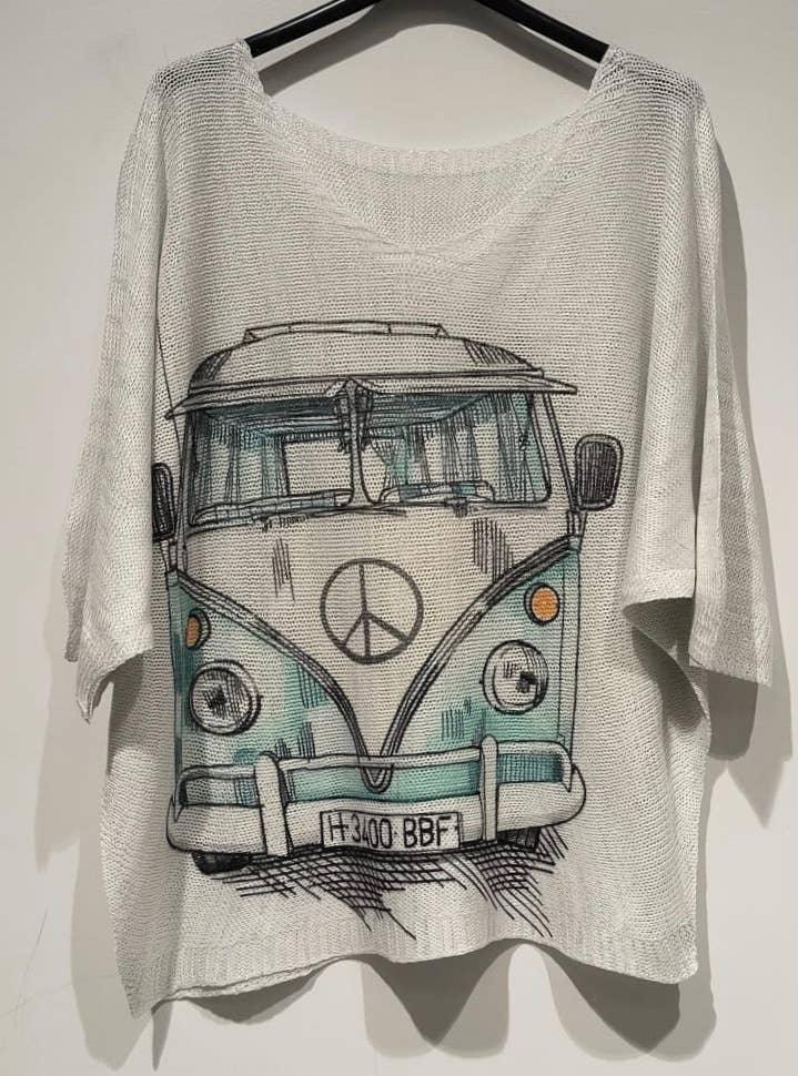 LOOWIE White Van Knit Sweater – Made in Italy - minbolu -