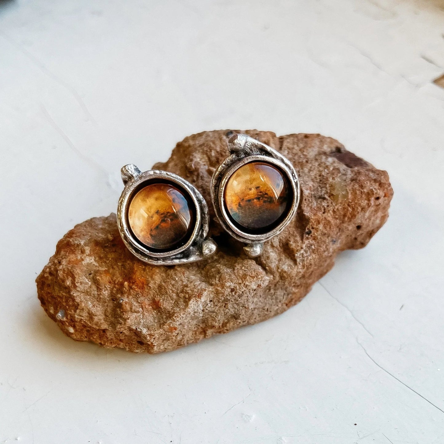 Mars and Moons Earrings - Stud or Leverback - minbolu