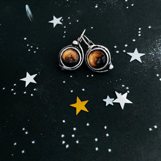 Mars and Moons Earrings - Stud or Leverback - minbolu -