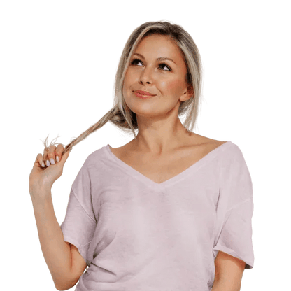 Mauve Casual V-Neck Top with Short Dolman Sleeves - minbolu -