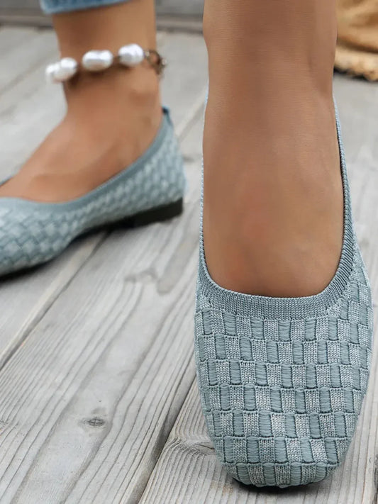 Mesh Round Toe Flat Slip-Ons - minbolu -