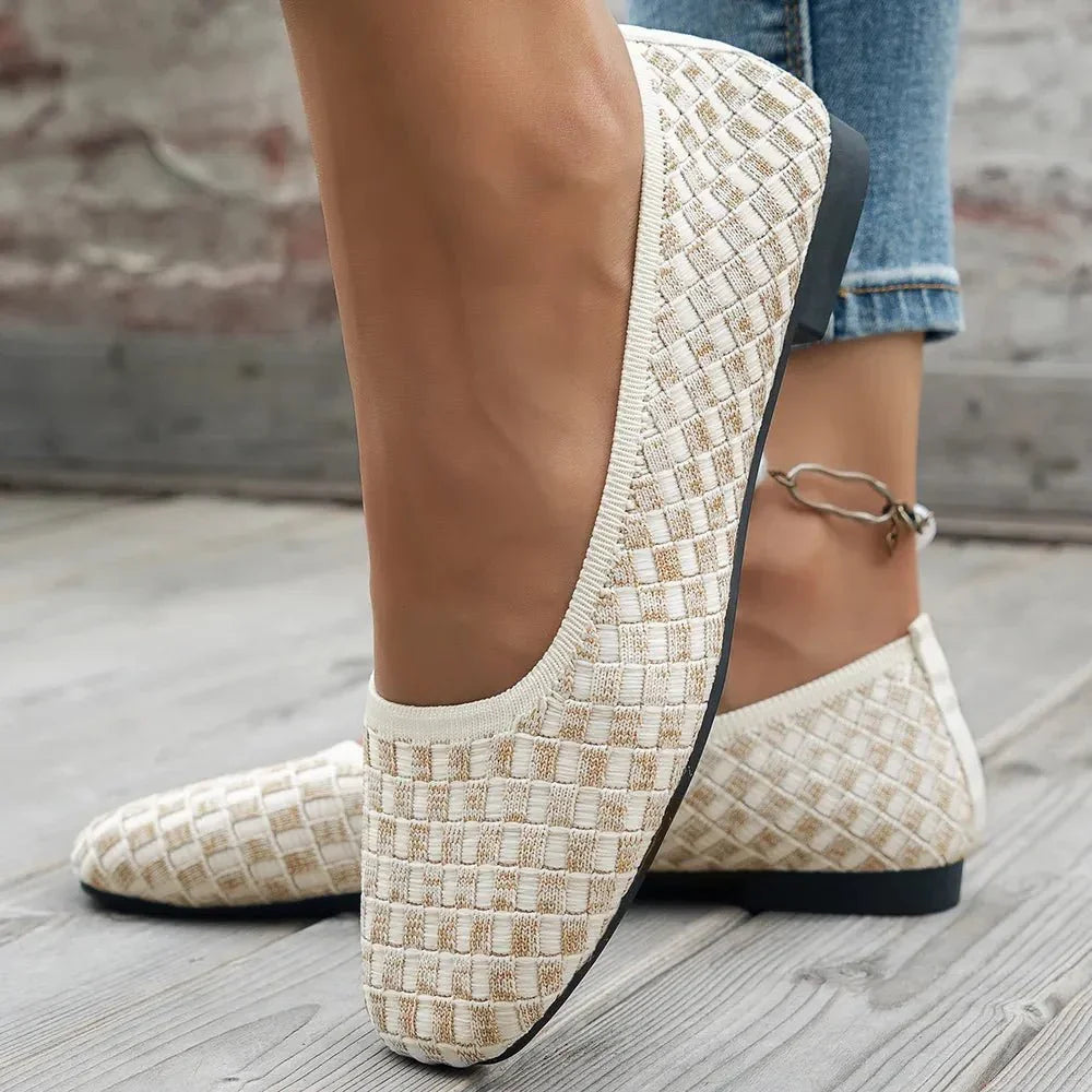 Mesh Round Toe Flat Slip-Ons - minbolu -