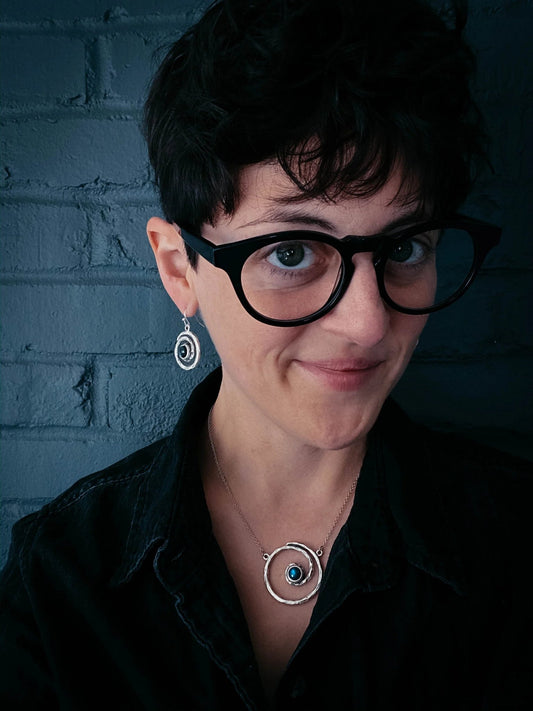 Milky Way Necklace - Spiral Silver Pendant with Labradorite - minbolu -