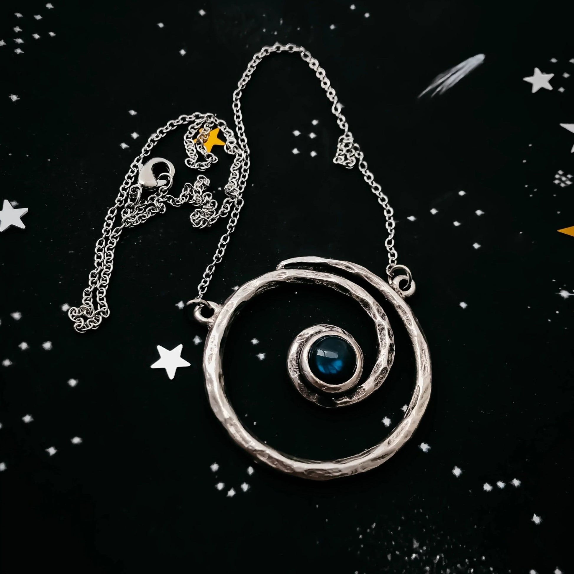 Milky Way Necklace - Spiral Silver Pendant with Labradorite - minbolu