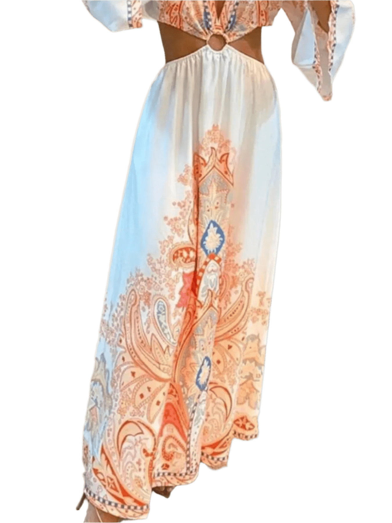 minbolu Paisley Cut - Out Maxi Dress in Sherbert - minbolu