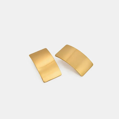 Minimalist Rectangle Stud Earrings - Modern Boho Geometric Silver Statement Jewelry: Gold - minbolu -