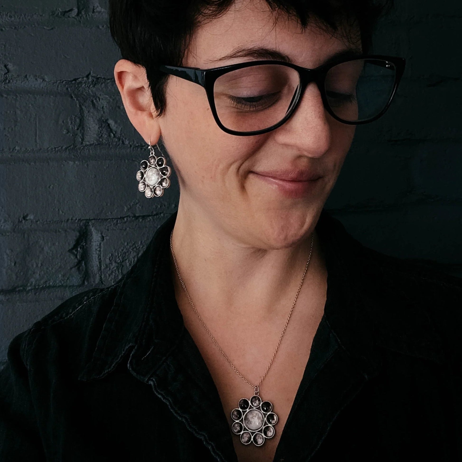 Moon Phase Halo Jewelry Set - minbolu