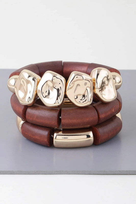 Multi Stone Wood Bracelet - minbolu -