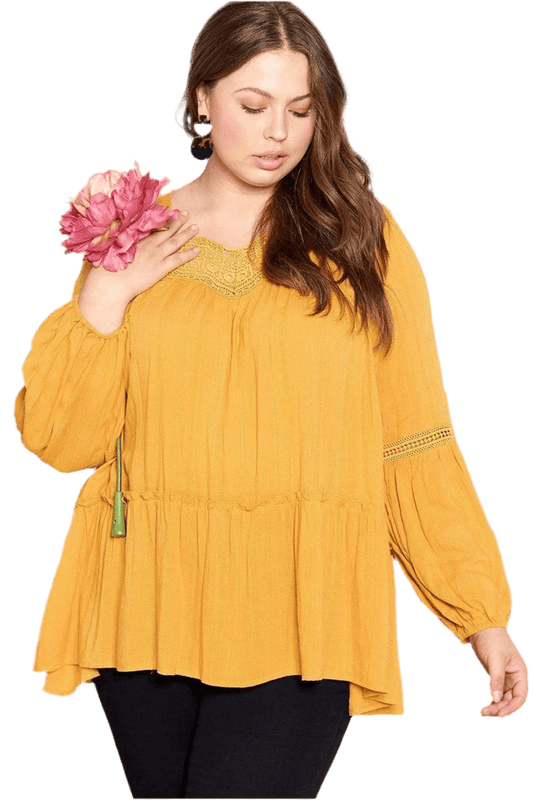 Mustard Solid Woven Loose - fit Tunic - minbolu