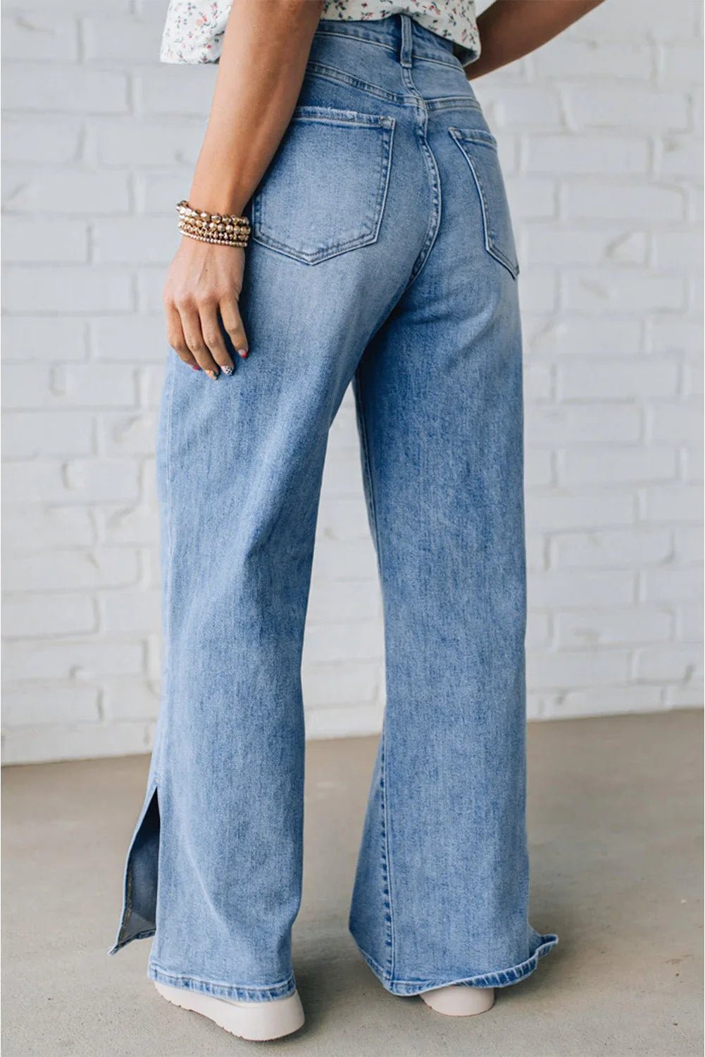 Myosotis Side Slit High Rise Drawstring Casual Jeans - minbolu -
