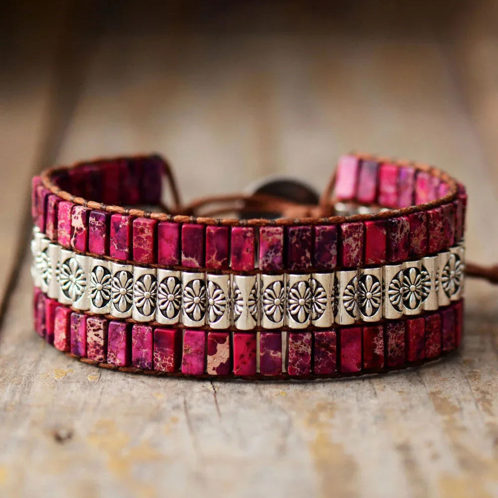 Handmade Triple Layer Natural Stone Bracelet - minbolu -