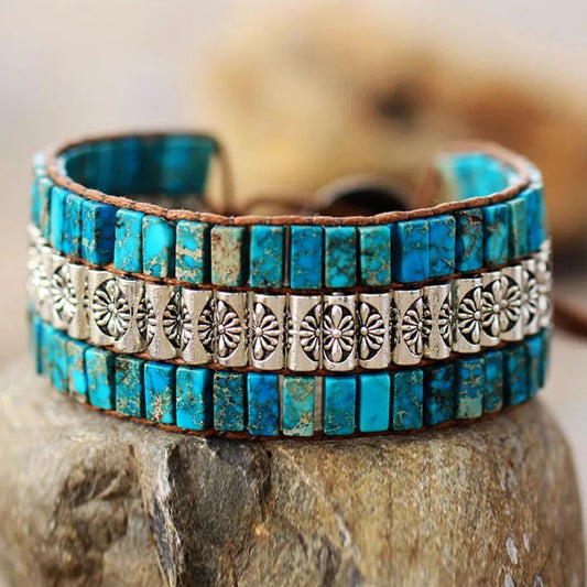 Handmade Triple Layer Natural Stone Bracelet - minbolu -