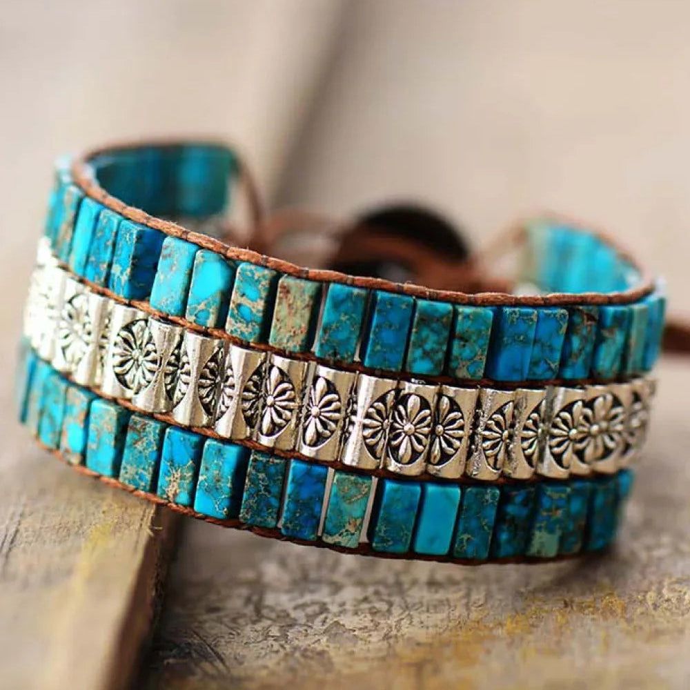 Handmade Triple Layer Natural Stone Bracelet - minbolu -