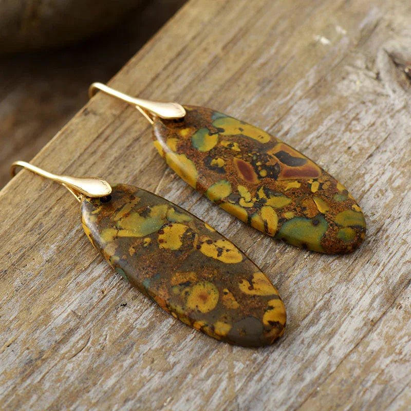 Natural Stone Copper Dangle Earrings - minbolu