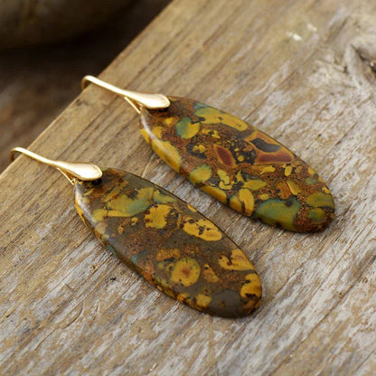 Natural Stone Copper Dangle Earrings - minbolu