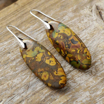 Natural Stone Copper Dangle Earrings - minbolu