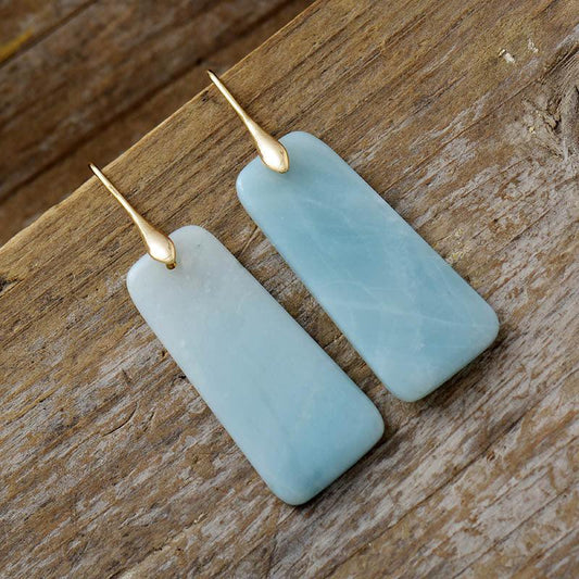 Natural Stone Geometric Earrings - Elegant Design - minbolu -
