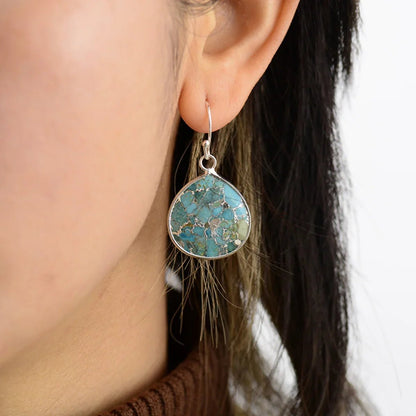 Natural Stone Teardrop Earrings - minbolu -